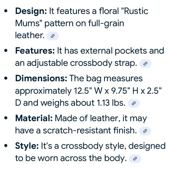 Patricia Nash Aveley Rustic Mums Leather Crossbody w/Dust Bag - EC - Picture 13 of 13